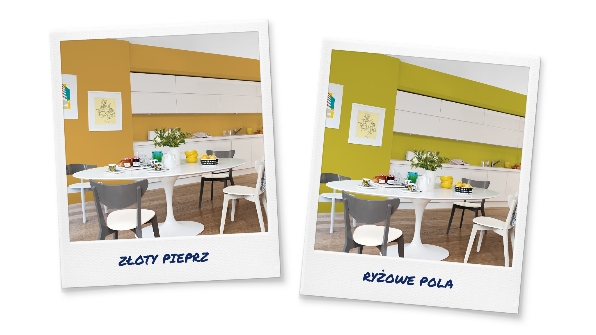 Kolory farb do kuchni - Dulux Nasze odczucia, emocje, samopoczucie w ogromnej mierze zależą od kolorów ścian. W towarzystwie Złoty Pieprz poczujemy się bezpiecznie, a przy Ryżowe Pola – odstresowani.